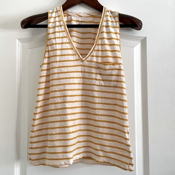 Madewell Tops - MADEWELL | Whisper Tank Gold Yellow Marigold Striped Tank Top Shirt XS
